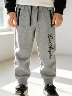Yi Boy Pantaloni tuta da bambino con polsini e coulisse - grigio