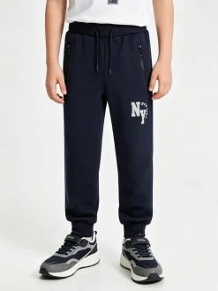Yi Boy Pantaloni tuta da bambino con polsini e coulisse - blu scuro