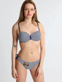 Y&M Bikini a fascia imbottito a fantasia rigata