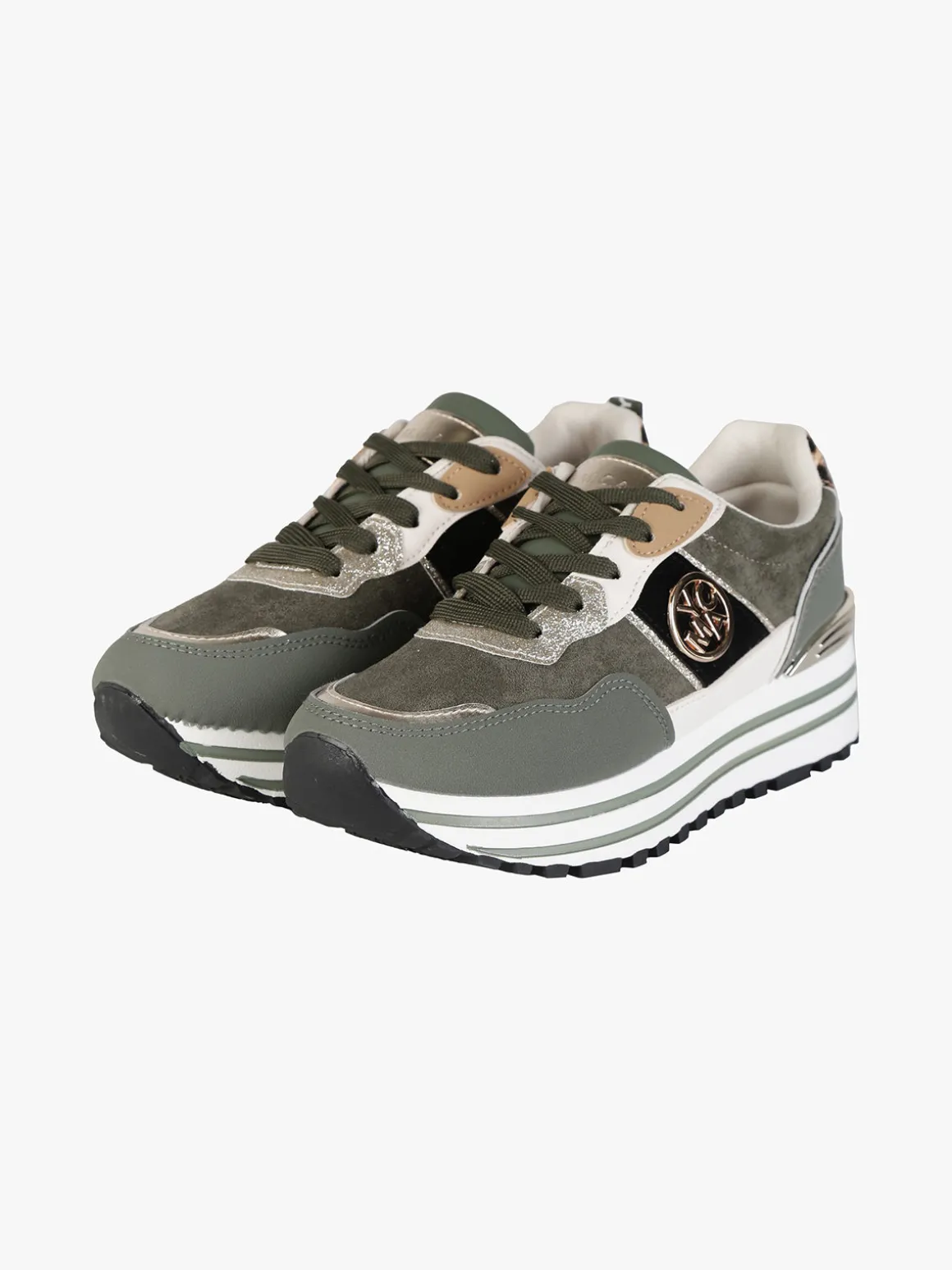 Y.M.C.A. Sneakers donna stringate in tessuto scamosciato con platform