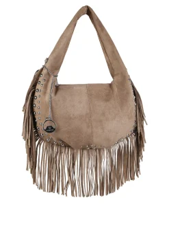 You Young Coveri Borsa a spalla da donna con frange e borchie - khaki