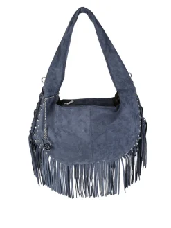 You Young Coveri Borsa a spalla da donna con frange e borchie - blu scuro