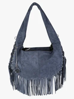 You Young Coveri Borsa a spalla da donna con frange e borchie - blu scuro