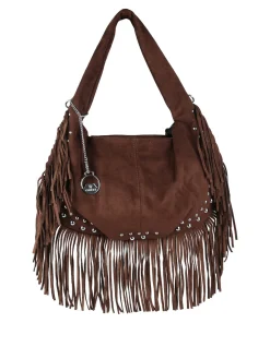You Young Coveri Borsa a spalla da donna con frange e borchie - moro