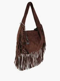 You Young Coveri Borsa a spalla da donna con frange e borchie - moro