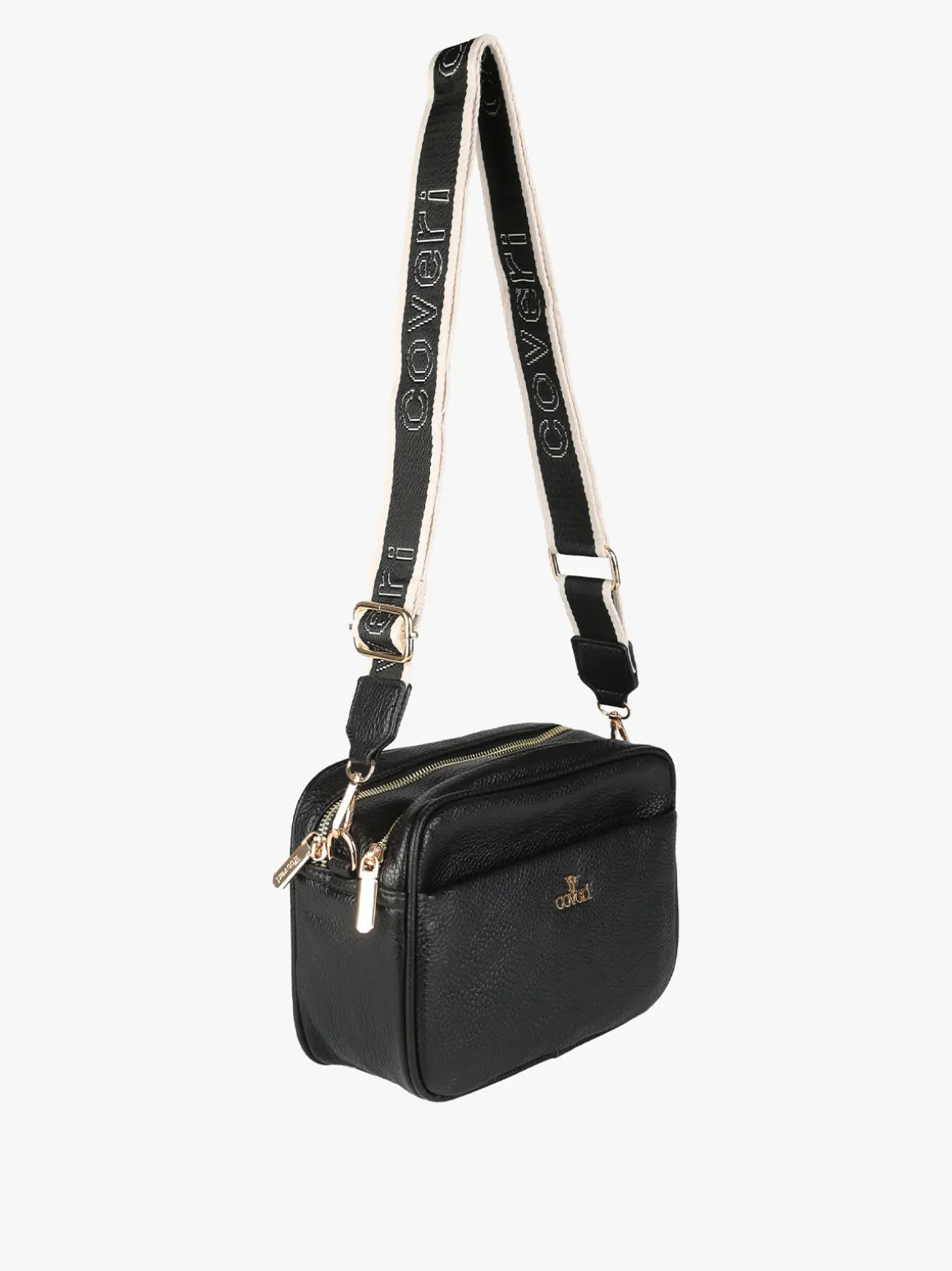 You Young Coveri Borsa a tracolla da donna in ecopelle con doppio scomparto - nero