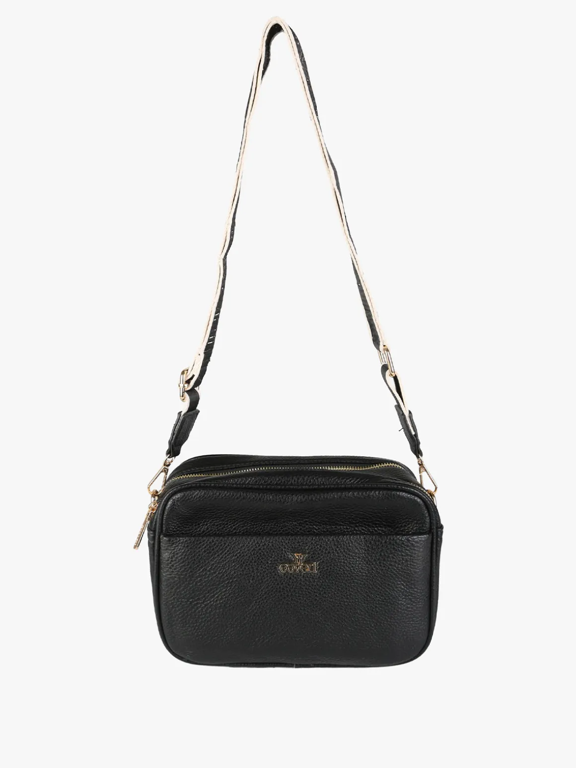 You Young Coveri Borsa a tracolla da donna in ecopelle con doppio scomparto - nero