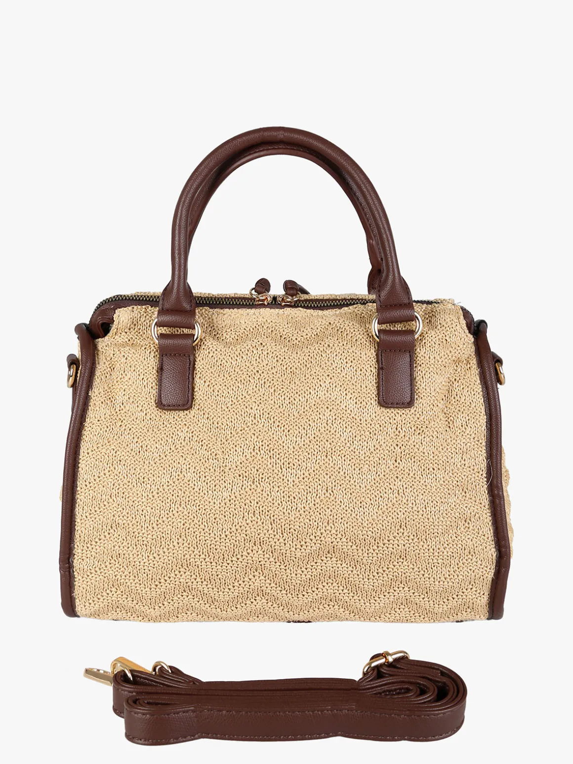 You Young Coveri Borsa bauletto da donna in maglia intrecciata con dettagli in ecopelle - khaki
