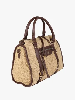 You Young Coveri Borsa bauletto da donna in maglia intrecciata con dettagli in ecopelle - khaki