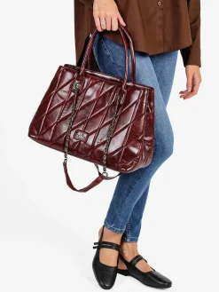 You Young Coveri Borsa donna trapuntata con doppi manici - bordeaux