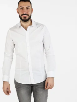 Y.Two Camicia da uomo in misto cotone a maniche lunghe